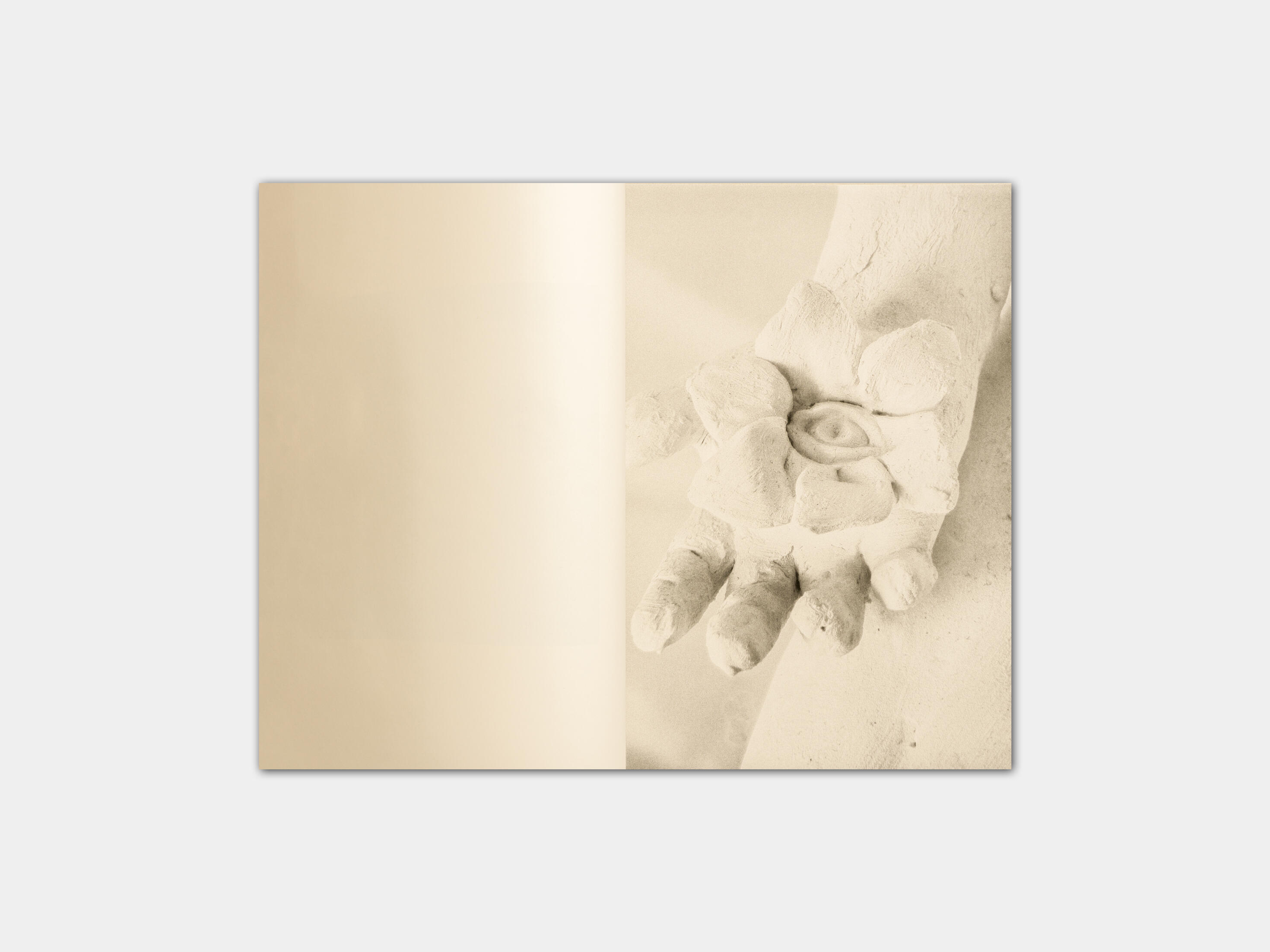 art book with sculpture of a mysterious face by Gabrielle Carrère