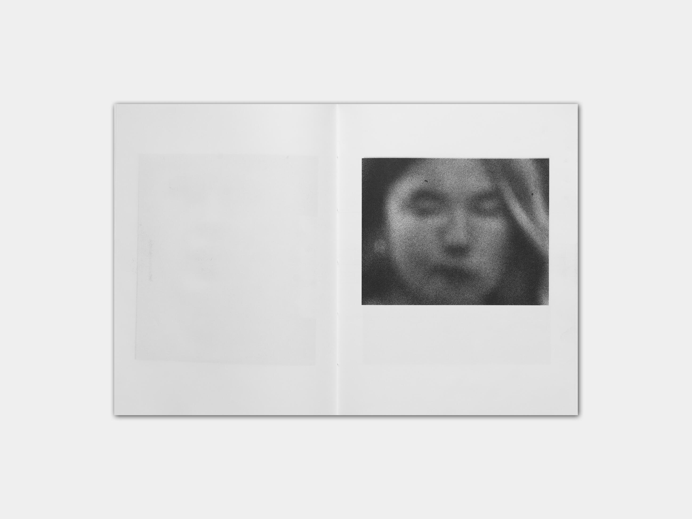 art book with abstract black and white image of a close up face