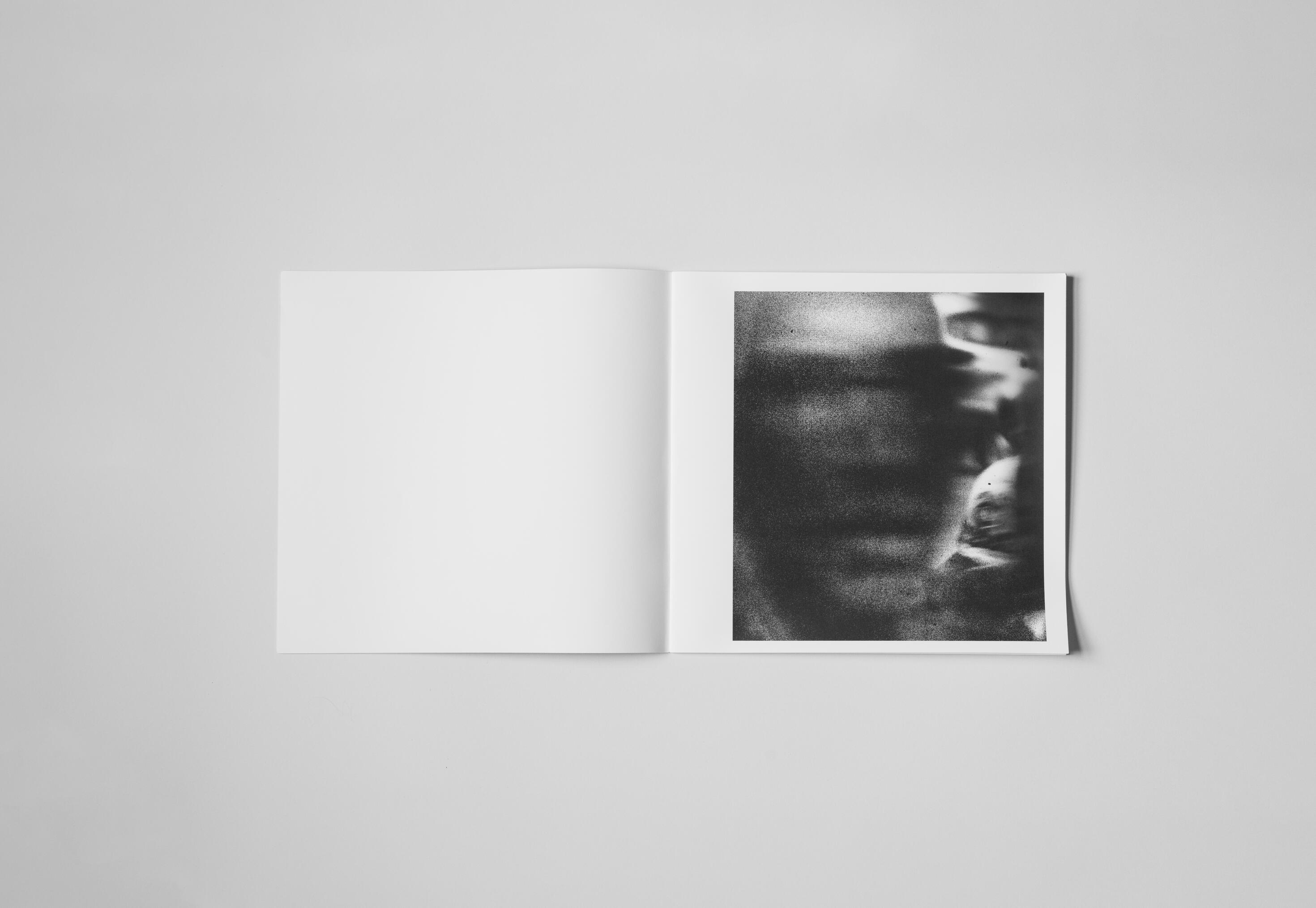 art book with abstract black and white image of a mans face